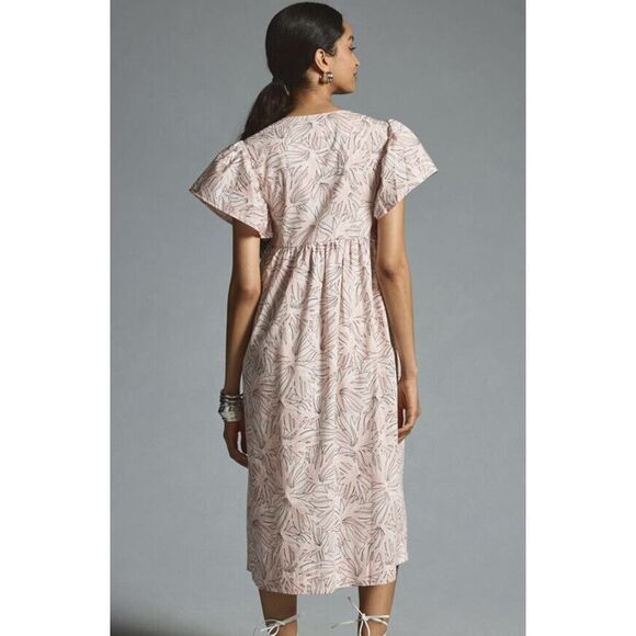 Anthropologie Maeve Printed Flutter Sleeve Dress Size Xsmall - Picture 2 of 15